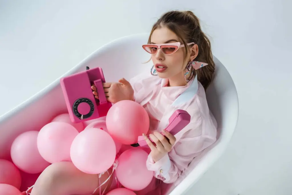 woman posing in a bathtub