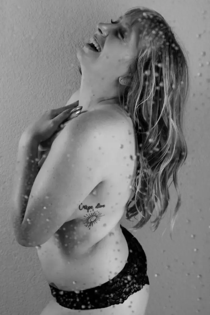 Model with a tattoo pose