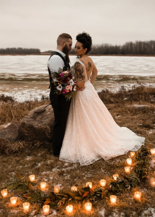 candid of a couple on their wedding day
