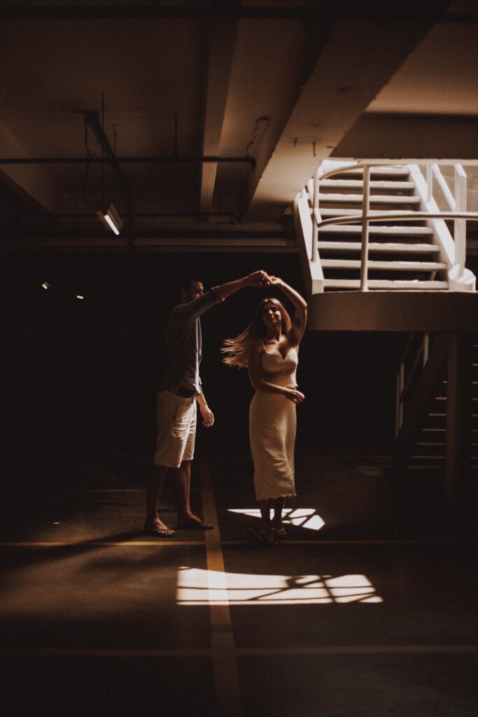 Couple posing and dancing