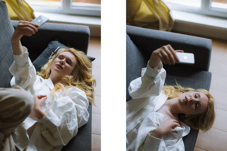 boudoir selfies on smartphone