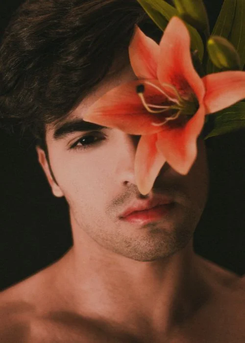man boudoir poses with props