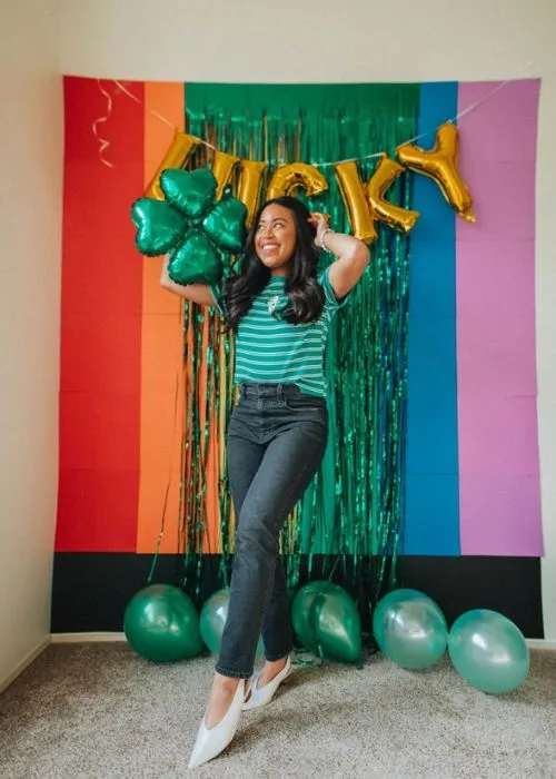 rainbow backdrop for st patricks day photoshoot