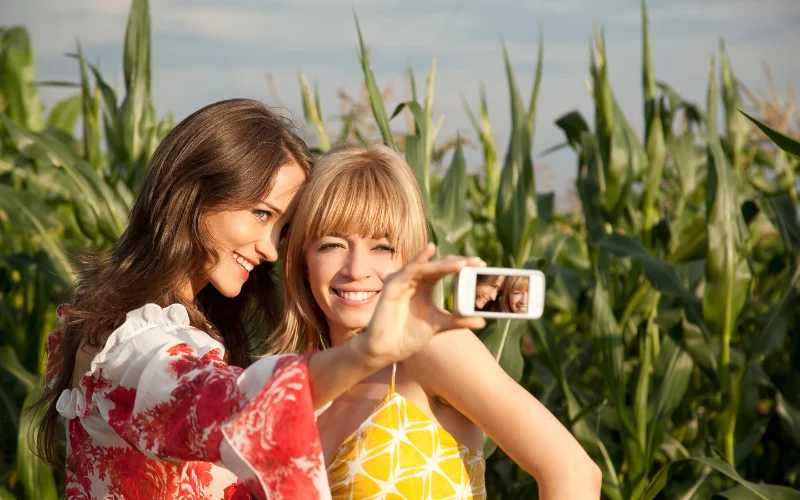 two girls posing