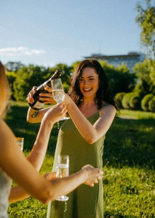 grab a bottle of wine or champagne
